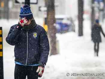 Light snow and risk of freezing drizzle today, low below -20 C coming later this week