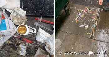 The state of a Newport city centre street as volunteers pick up more than a hundred of drug needles