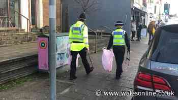 Police officers spotted with litter pickers and rubbish bags in Cardiff
