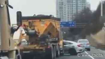 Truck driver in 'shocking' on Ontario highway says he didn't know he was pushing a car