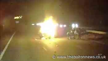 Lorry driver save woman from burning car seconds before it explodes