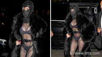 Cardi B Masks Face With Bling At Offset's Fashion Show in Paris