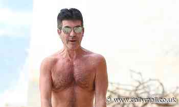 Simon Cowell showcases his svelte physique as he takes his beloved dogs for a stroll in Barbados