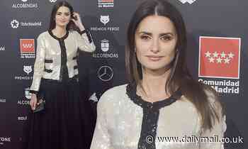 Penelope Cruz exudes elegance in a sequinned monochrome jacket at the Feroz Awards in Spain