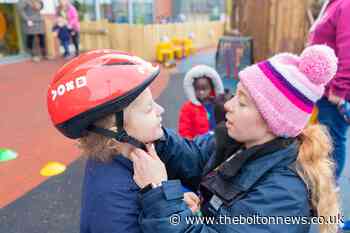 Bromley Cross Cyclist Kiera Byland leads balance bike session for nursery