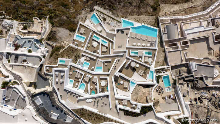 Hotel on the Santorini coast has rooms in white-painted caves