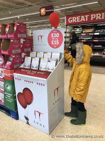IT DVD display with kidnapped child model at Sainsbury's stores