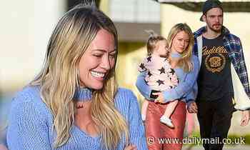Hilary Duff shows off her lengthy new hairdo while out enjoying coffee with Matthew Koma and Banks