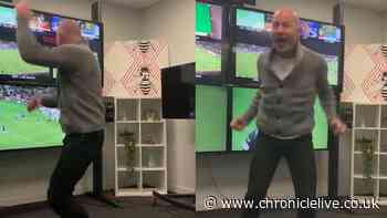 Alan Shearer's wild celebration as Newcastle United beat Chelsea with last minute winner