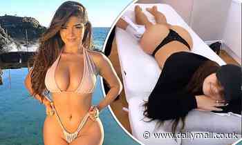 Demi Rose sets pulses racing in a tiny pink bikini ... before having her famous derriere contoured