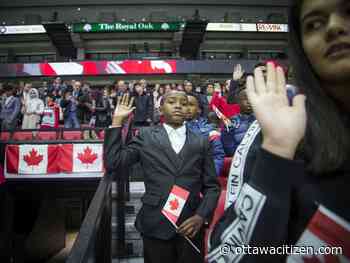 'Like becoming part of a family:' 74 become Canadian citizens at hockey rink ceremony