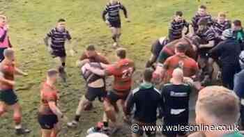 Shocking scenes as huge brawl breaks out in Welsh rugby derby and four players get red cards