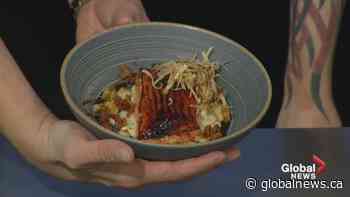 Putting the finishing touches on salmon brûlée with Why Not? Cafe