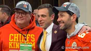 Celebrity fans Paul Rudd, Eric Stone Street celebrate with the Chiefs