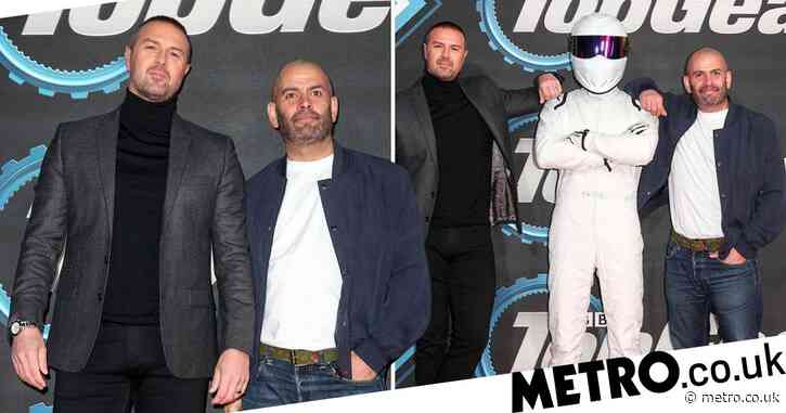 Paddy McGuinness and Chris Harris rub shoulders with The Stig without co-host Freddie Flintoff for Top Gear premiere