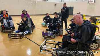 See the amazing skills of Killingworth's power chair football club in action