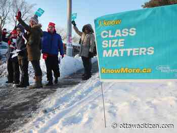 Ottawa Catholic board teachers on the picket lines Tuesday