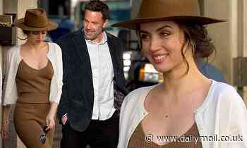 Ana De Armas oozes 50s chic in busty top and fedora as she and Ben Affleck film Deep Water
