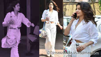 Janhvi Kapoor ditches athleisure for comfort as she gets papped slaying a white knotted shirt and trouser look post workout