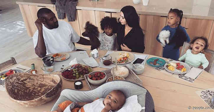 Kim Kardashian Gives Peek at 'Morning Madness' with Kanye West and Four Kids as They Eat Breakfast