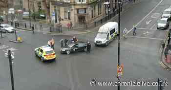 Man taken to hospital with chest pains following two-vehicle crash in Newcastle city centre
