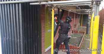 Watch as police on drugs raid use chainsaw to enter Newcastle home