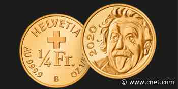 See Albert Einstein sticking out his tongue on the world's smallest coin     - CNET