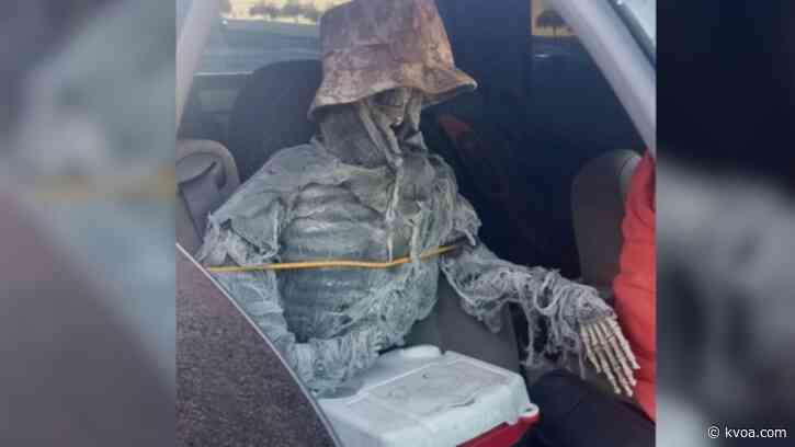 Driver cited after caught using skeleton as passenger while driving in HOV lane
