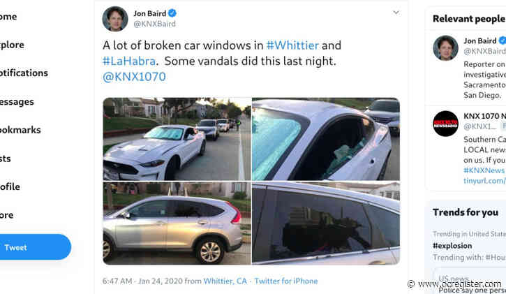 Dozens of vehicles vandalized in Whittier, La Habra by BB gun shooter