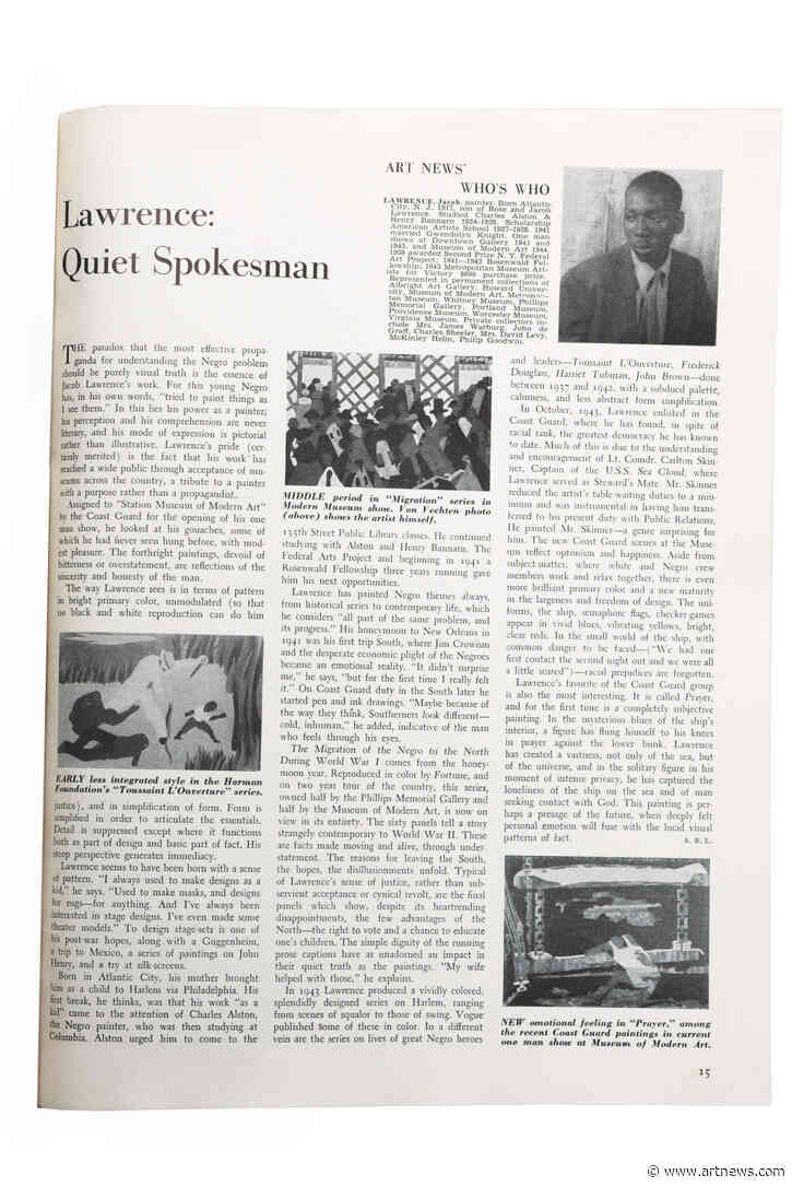 ‘Everything Was a Muse to Him’: A Jacob Lawrence Expert on a 1944 ARTnews Profile of the Artist