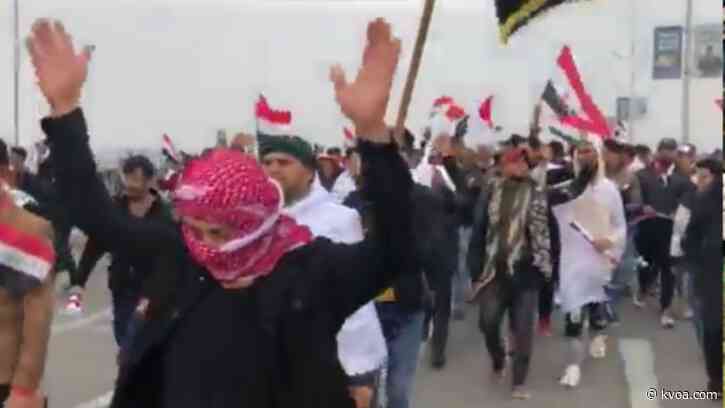 Protestors in Baghdad demand US troops leave Iraq