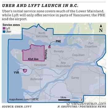Uber, Lyft land at YVR immediately after launch of ride-hailing in Metro Vancouver