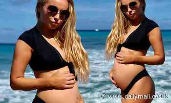 Ex On The Beach star Melissa Reeves displays her baby bump in a black bikini