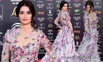 Penélope Cruz exudes elegance in a floral purple gown at Spain's star-studded Goya awards