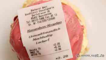 Mit diesem Krapfen protestiert ein Bäcker gegen die Bonpflicht