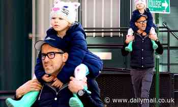 Ryan Reynolds is a doting dad as he enjoys lunch with his eldest daughter, James, five, in New York