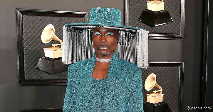 Billy Porter's Blue Crystal Grammys Look Includes a Remote Control Operated Fringe Hat