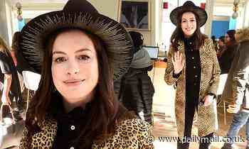 Anne Hathaway is lovely in leopard as she promotes her film The Last Thing He Wanted during Sundance