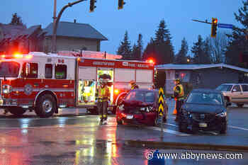 Head-on crash at Clearbrook and Peardonville intersection in Abbotsford