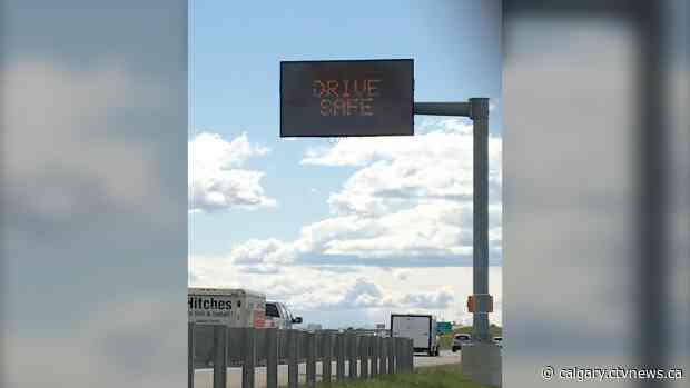 Signboards and traffic cameras being installed along Stoney Trail