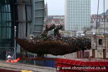 Watch as the dramatic Knife Angel sculpture is installed outside the Sage Gateshead - in pictures