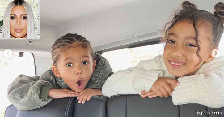 Kim Kardashian Shares Playful Pics of Son Saint and Daughter North and Says 'They Get Along Now'