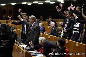 Nigel Farage Makes One Final Cringeworthy Scene In Brussels As He's Told: 'Put Your Flags Away'