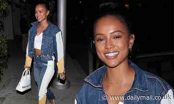 Karrueche Tran proves to be darling in denim as she enjoys dinner at Mr Chow in Beverly Hills