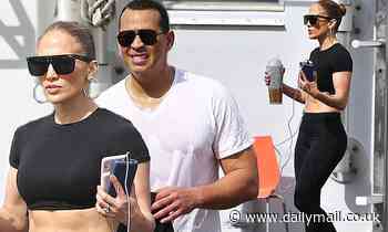 Jennifer Lopez flashes abs as she turns up the heat on a gym date with Alex Rodriguez in Miami