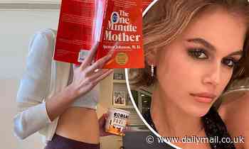 Kaia Gerber baffles fans with cryptic message while eating ice cream and holding a parenting book