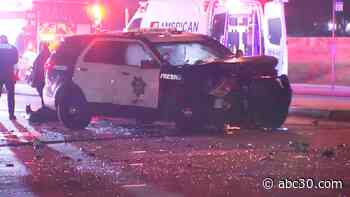 Roadway closed after crash involving Fresno police cruiser in east central Fresno
