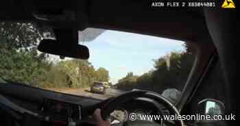 Dramatic moment careless driver is arrested after seat-swapping during police chase