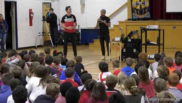 Canadian Olympians kick off countdown to Calgary tournament with surprise school visit