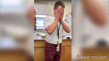This teacher's shoes were stolen from his classroom, so his students surprised him